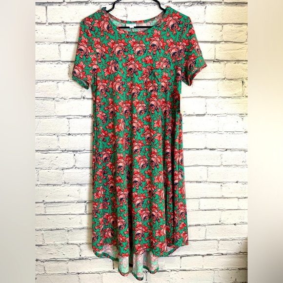 LuLaRoe Pink Floral Carly T Shirt Dress size Small - Picture 1 of 9